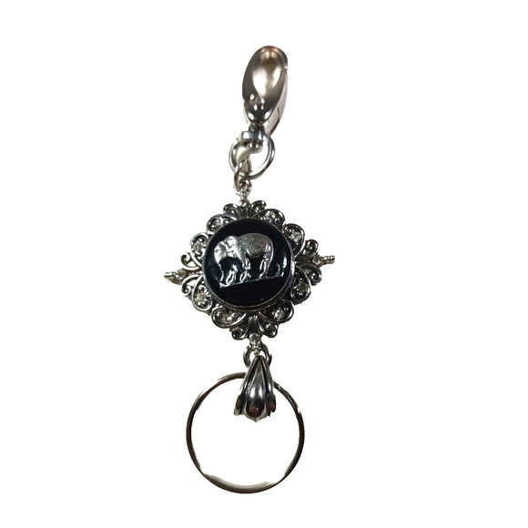 Elephant Keychain Luggage Purse Clip Silver Tone - Picture 2 of 6